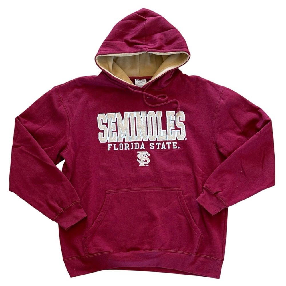PRO EDGE MENS GARNET & GOLD FLORIDA STATE SEMINOLES FSU PULLOVER HOODIE SIZE LG